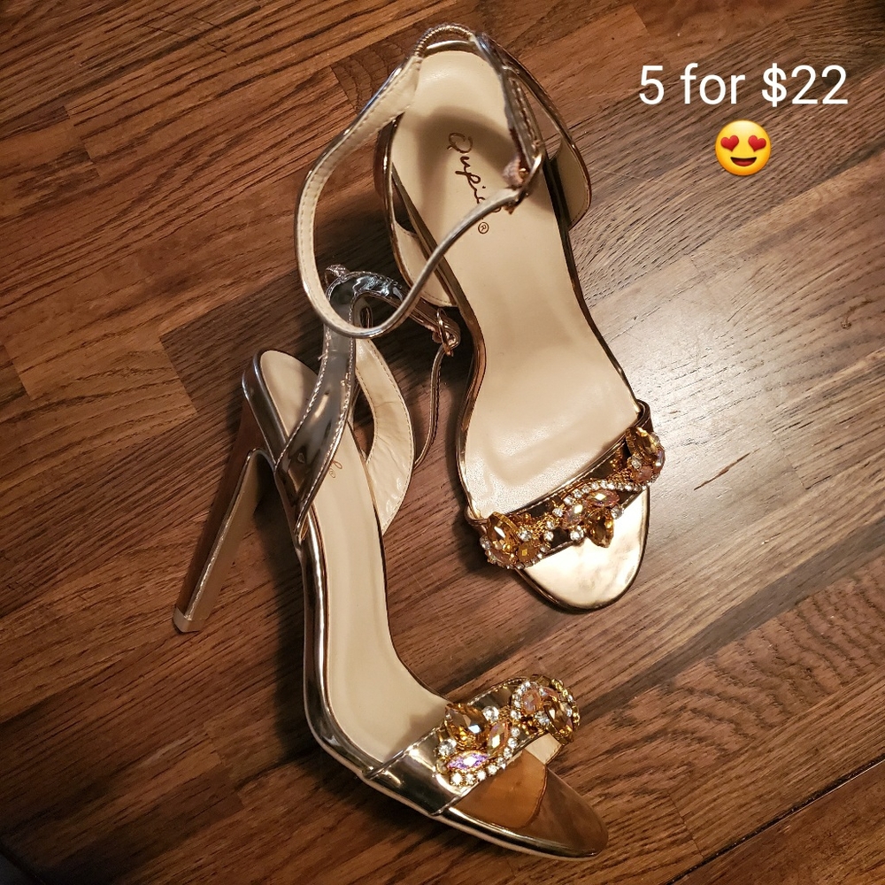 Sale Rose Gold Embellished Heels